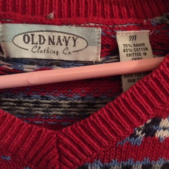 Vintage Old Navy girls sweater, red +, v neck, Med - Picture 3 of 3